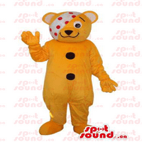 Slatka žuta medvjedi plišana maskota sa zavoj preko oka - Bear Mascot