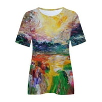 Ženske vrhove Dressy Casual Ljeto kratki rukav ulje za ulje Vintage Majice za žene Trendy Funny Ispiši