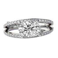 D-F vs Moissitni zaručni prsten sa dijamantima okrugli oblik 14k zlato