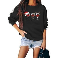 Ženski tunik dugih rukava na vrhu ženskog modnog božićnog tiska O-izrez dugi rukav dugački sweatershirt