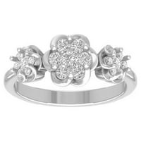 Araiya Sterling Silver Diamond Cvjetni prsten, veličina 6.5