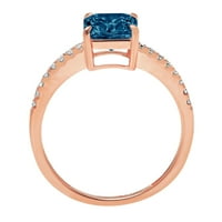 2.7ct Asscher Cut Prirodni London Blue Topaz 18K ružičasto zlato Angažovanje prstena veličine 9.5