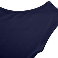 Ženski trendov labav vrhovi zazor prodaja jedan rame pulover Pulover čvrste težene odjeće modne ljetne kratke rukave Casual Comfy Navy XXL