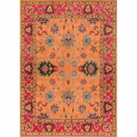 Tradicionalni debeli dnevni boravak rug narančasto cvjetni vunski tepih za tepih za spavaće sobe dječje