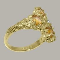 Britanska napravljena 18k žuti zlatni prirodni dijamant i citrinski ženski prsten za klaster - Opcije