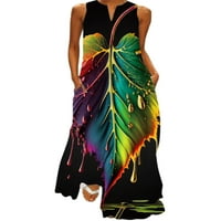 Sexy Dance Summer Sandress for Womens Butterfly Ispiši V izrez Maxi Dress Casual Labave haljine bez