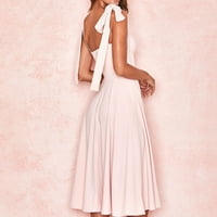 Ljetne haljine za žene Trendy kratki rukav Srednja dužina Slobodno vrijeme A-line ispisano haljina ružičasta