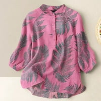 Proljetne i ljetne bluze za žene Pamuk posteljina, ženska casual majica kratkih rukava visoke majice