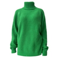 Duks Ljubav, sve oko Himeway Slowering Essential: Dukseri Ženski džemper od kornjača sa punim bojama, džemper dugih rukava pleteni džemper meko pulover zeleni m