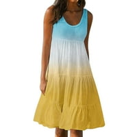 Ljetne haljine Trendi okrugli vrat bez rukava s rukavima Maxi haljina sa rukavima casual žuti xl
