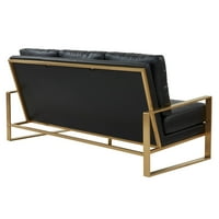 Leisuremod Jefferson Moderna kožna sjedala kauč sa zlatnim okvirom savremenim dnevnim boravkom kauč