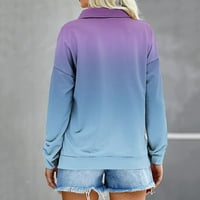 Duksevi za žene Jesen modni casual crewneck dugih rukava Top pulover tiskane tanke bluze svijetloplavi