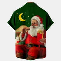 Zunfeo MENS TEE majice - božićna plaža modni labavi vrhovi tiskani rever s kratkim rukavima prema dolje