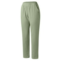 Ženske opružne hlače Žene Čvrsto posteljina pantalona pantne casual baggy elastična struka hlače široka