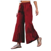 Bigersell Women Hlače pune dužine hlače Žene Ležerne prilike čvrste hlače Udobna elastična visoka struka široke noge Ležerne prilike labave hlače na plaži
