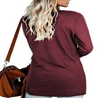Ženski pleteni pletenje tunika bluza vežete kvence Henley tops labavi fit pulover majice na vrhu pada zimske casual dno majice