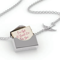 Ogrlica za zaključavanje Imam srce za vas za Valentinovo ružičasto i ljubičasto akvarel u srebrnom kovertu