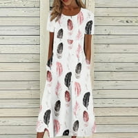 WHLBF Ljetne haljine za žensko čišćenje ispod $ plus veličine, ženska ljetna čvrsta haljina bez kaiševa