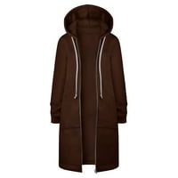 Zimske jakne za žene Fleece obložene duge jakne duksevi sa patentnim duksevima Jakne sa džepovima kaputi