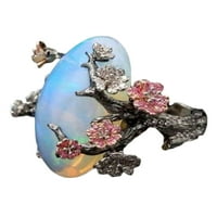 Xinwanna Vintage Women Fau Opal Plum cvijet cvijeta dva tona prstena za prsten poklon