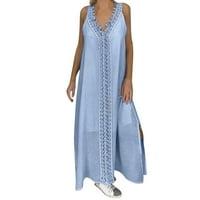 Haljine za žensko mini dugovelno Ležerne prilike bez rukava s V-izrezom Blue M