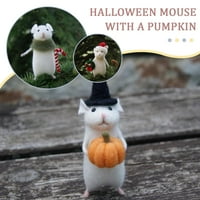 Ruifaya Halloween Mouse sa bundevom, ručno rađenim iglom za igalu, lutka za ukrašavanje kućica, Halloween