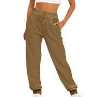 Honeeladyy joga hlače, ženske ležerne pantalone visoka struka sa više džepova dugačke hlače