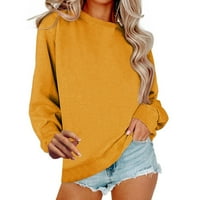 Knosfers puloveri za žene plus veličine dugih rukava plus duks pune boje ženske odjeće Crewneck Women