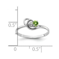 Čvrsti 14K bijeli zlatni peridot zeleni kolovoz Gemstone vs Diamond Angažman prsten veličine 6.5
