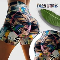 HHEI_K Womens Wide noga joga hlače Ženska modna štamparska dizanje fitness casual hlače joga hlače