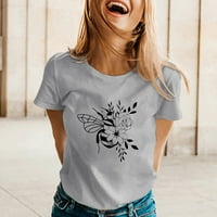 Ženske majice Ljetne košulje za žene Ženske proljeće Ljetne pčele tiskane kratki rukav O vrat majica