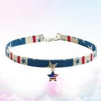Trendy šareni zvjezdani uzorak traper ogrlica Nacionalna zastava Privjesak Choker ogrlica ogrlica nakit