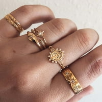 Dan Fledorashia Mother Day Daws Prstenovi Bohemian Retro Geometrijski otvoreni prsten set Nakit Personalizirani