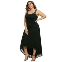 Žene Ljeto okruglo vrata čipke za šivanje nepravilnog ruba od punog boja prsluk za ženska haljina Crna