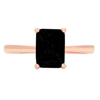 2.0ct smaragdni rez crni prirodni ony 14k ružičasto zlato Angažovane prstene veličine 8,75