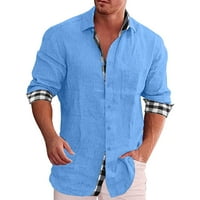 Muškarci Dnevna pamučna majica Dugi rukav Hipi Casual Beach T majice sa bluzom gumba