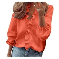 Baberdicy majice s dugim rukavima Ženska ljetna V-izrez Ležerne majica s kratkim print rukavom TOP solidna