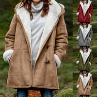 Ženski zimski kaput rever dugih rukava u FAU Shearlingoversionizovana jakna za spavanje žene zimske plus veličine čvrsti plus baršunasti kaput dugi rukav rukav džepni kaputi