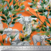 Siamoi Crepe svilena listova tkanina, cvjetni i slon životinjski tiskani tkaninski dvorište širom