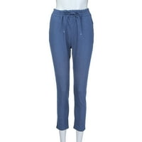 Haxmnou ženske elastične strugove casual pantalone visoke struk traperice casual plave traper hlače tamno plavi xxl