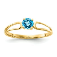 Čvrsta 14K žuta zlatna plava Topaz zaručnička prstena veličine 9