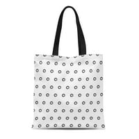 Platno Tote torba Sažetak Black Polka Dot uzorak Slatki krug na doodle Trajno za višekratnu upotrebu