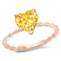 2.0ct srce od žutog prirodnog citrina 14K ruže zlatne godišnjice ružine za angažman prsten veličine