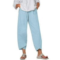 Tople gamaše za žene Ženski džep za ispis Sportski trčanje joga atletski pamučni i posteljine hlače