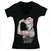 Xtrafly Odjeća Ženska borba od raka dojke Marilyn Monroe ANDANEZERN PINK RIBBON V-izrez majica