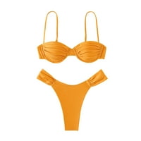 Aaiymet ženski bikini trouglovi kupaći kostim plus kupaći kostim, bež m