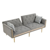 Chiue Velvet Sofa kauč, 73 Moderni razmak sa 3 sjedala s mekim jastucima i jastucima za jastuke za kompaktni dnevni boravak, sivu