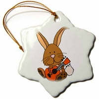 3drose smiješno cool smeđi zečji zec svira gitarski crtani film - okra za snježne pahulje