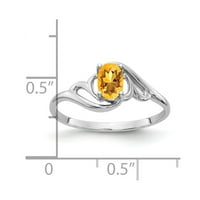Čvrsta 14k bijelo zlato 6x ovalni citrinski žuti studeni Gemstone Angažman prsten veličine 6