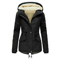 Kali_store ženska jakna za jaknu Žene Ležerne tipke UP jakna od čvrstog boja sa dva velika džepa crna,